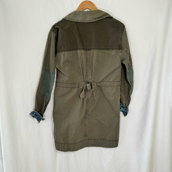 NWOT Free People Patchwork Military Utility Jacket in Army Green with Paisley - Picture 5 of 6